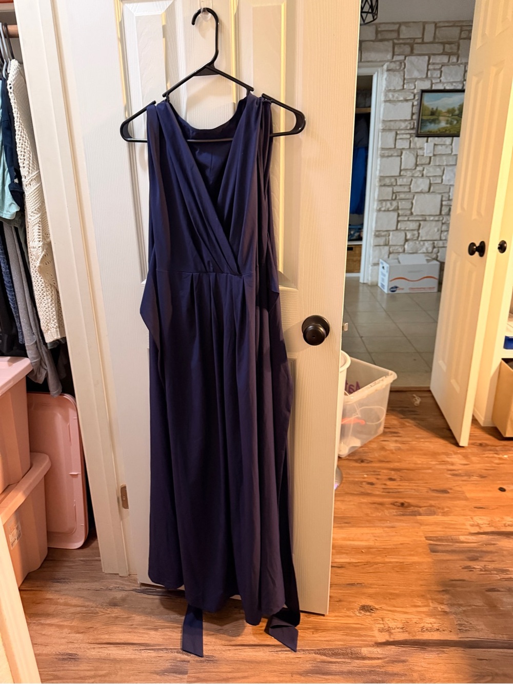 HALARA Deep Navy Sleeveless Wrap Maxi Dress